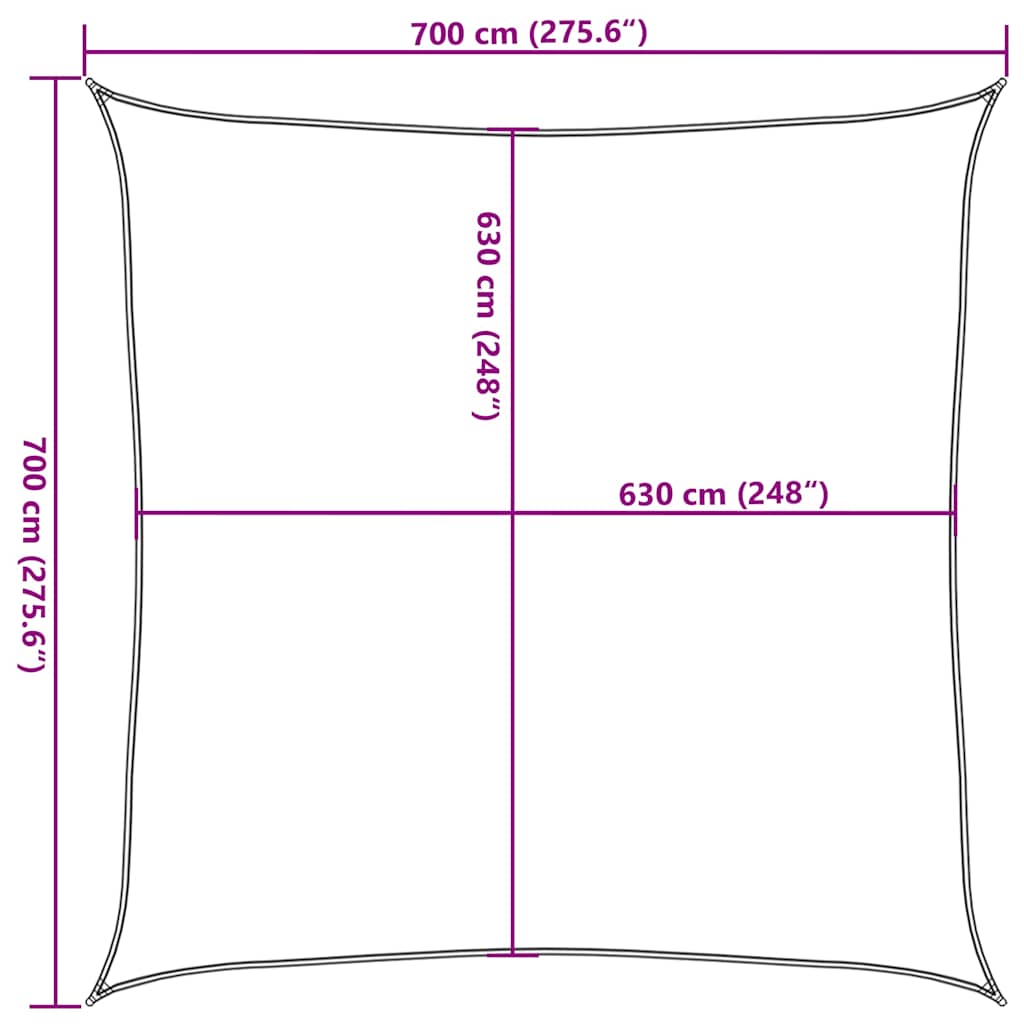 Jedro za zaštitu od sunca 160 g/m² Kvadratno narančasto 7x7 m HDPE