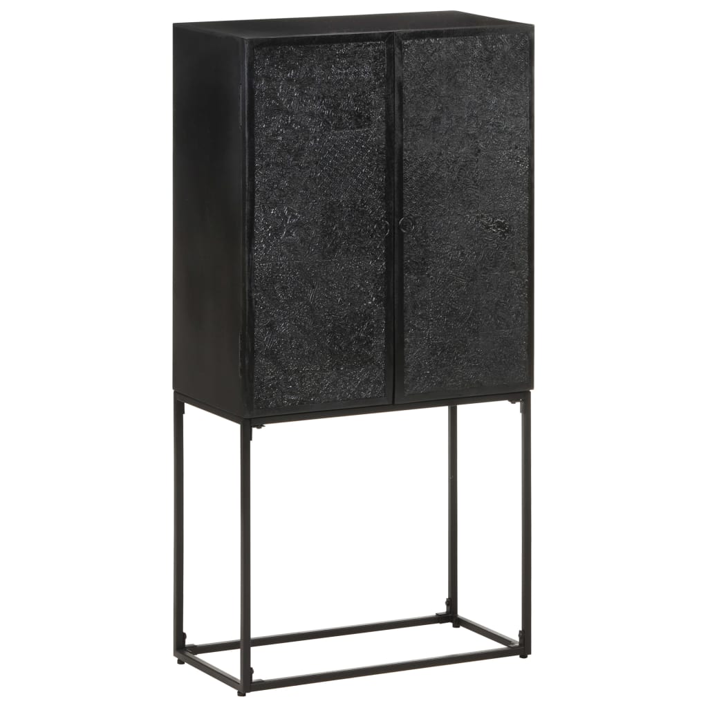 Komoda crna 60 x 30 x 120 cm od masivnog drva bagrema i manga