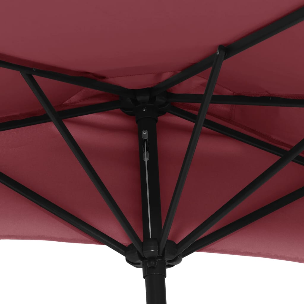 Balkonski suncobran bordo 270 x 144 x 222 cm polukružni