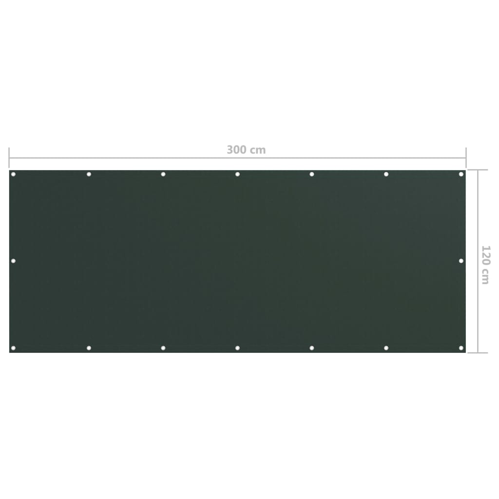 Balkonski zastor tamnozeleni 120 x 300 cm od tkanine Oxford