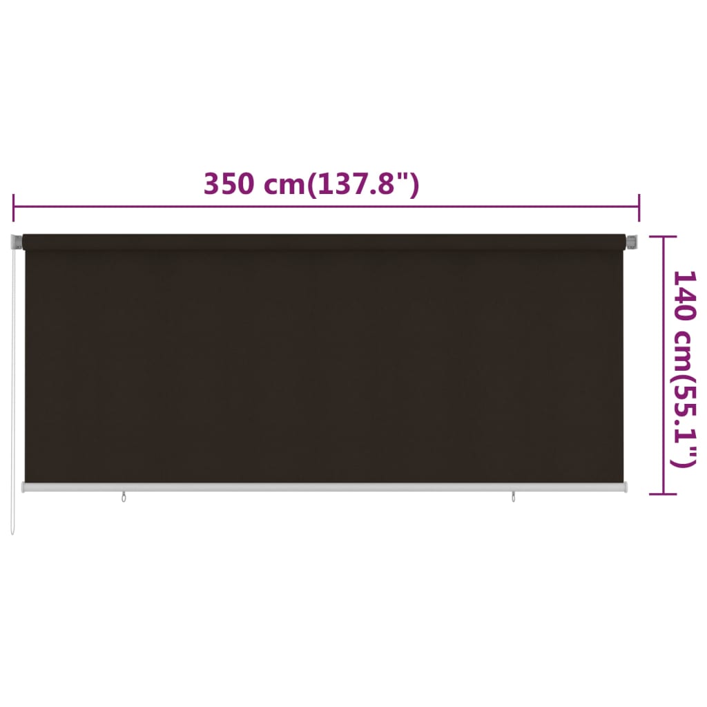 Vanjska roleta za zamračivanje 350 x 140 cm smeđa HDPE