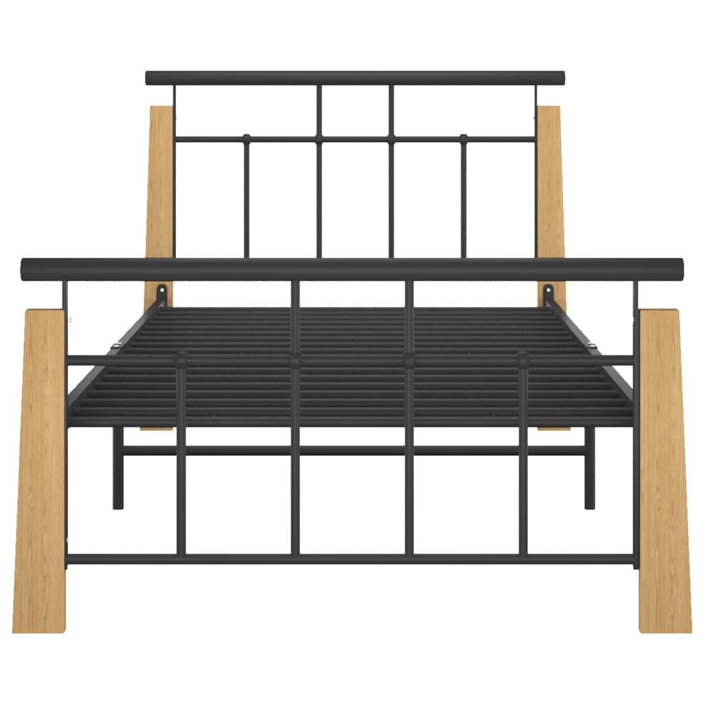 Okvir za krevet od metala i masivne hrastovine 100 x 200 cm