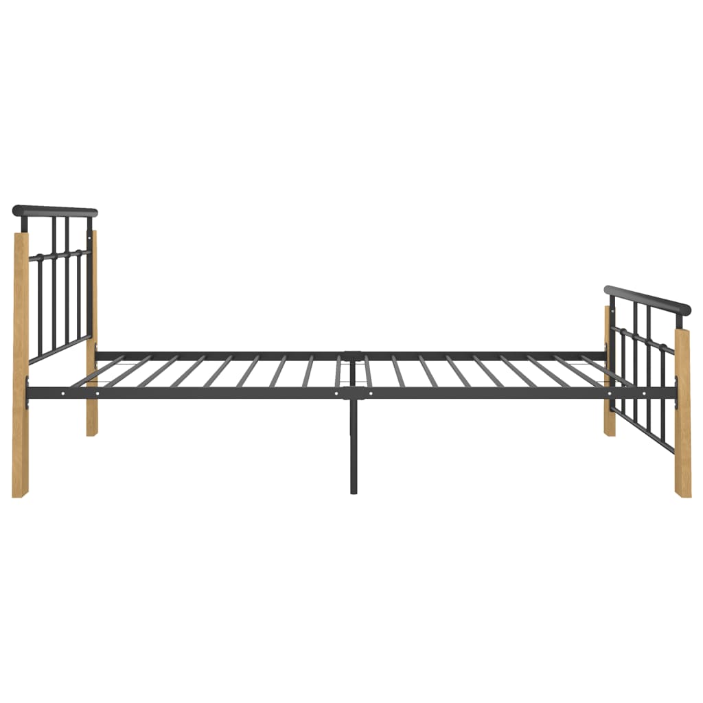Okvir za krevet od metala i masivne hrastovine 100 x 200 cm
