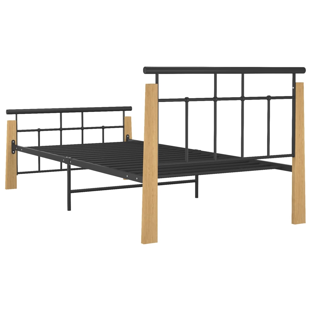 Okvir za krevet od metala i masivne hrastovine 100 x 200 cm