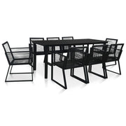 9-dijelni vrtni blagovaonski set od PVC ratana crni