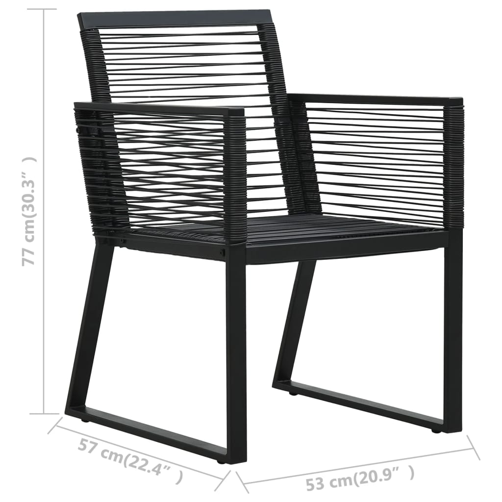 9-dijelni vrtni blagovaonski set od PVC ratana crni