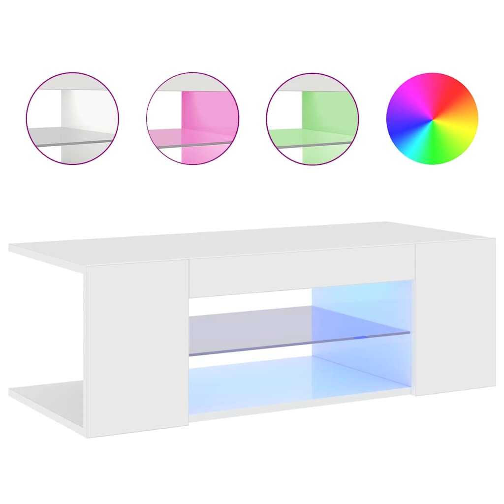 TV ormarić s LED svjetlima visoki sjaj bijeli 90 x 39 x 30 cm