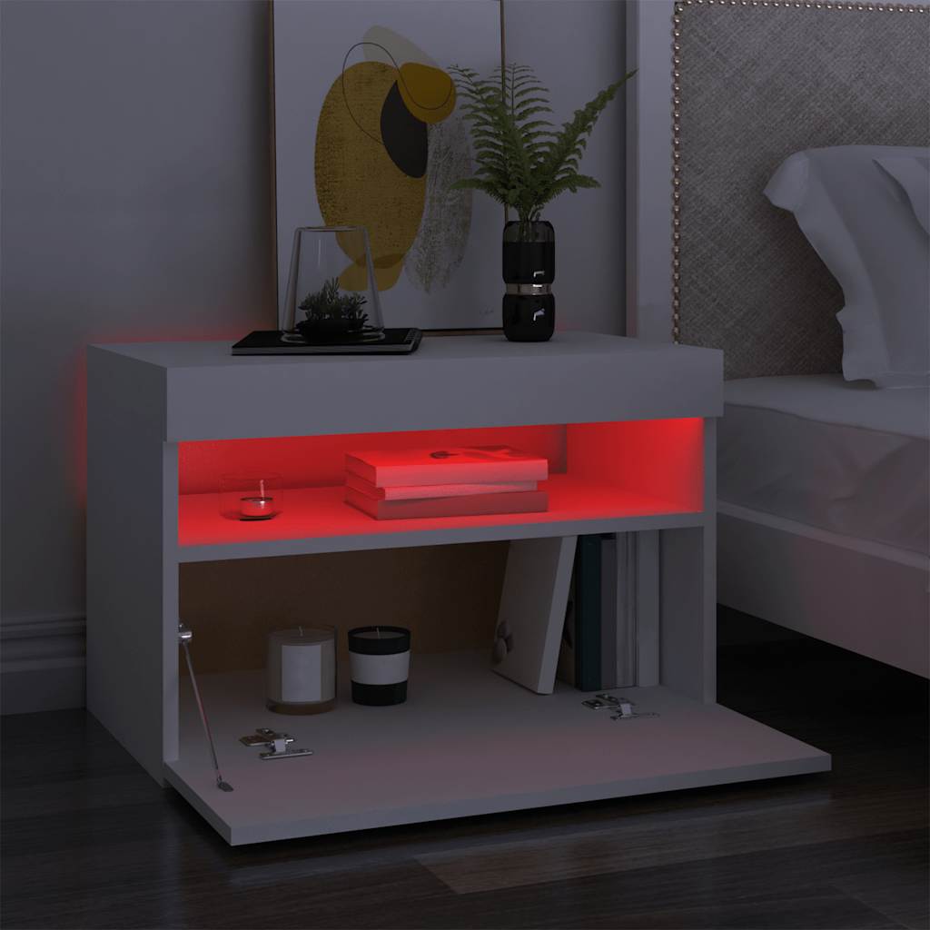 TV ormarić s LED svjetlima bijeli 60x35x40 cm
