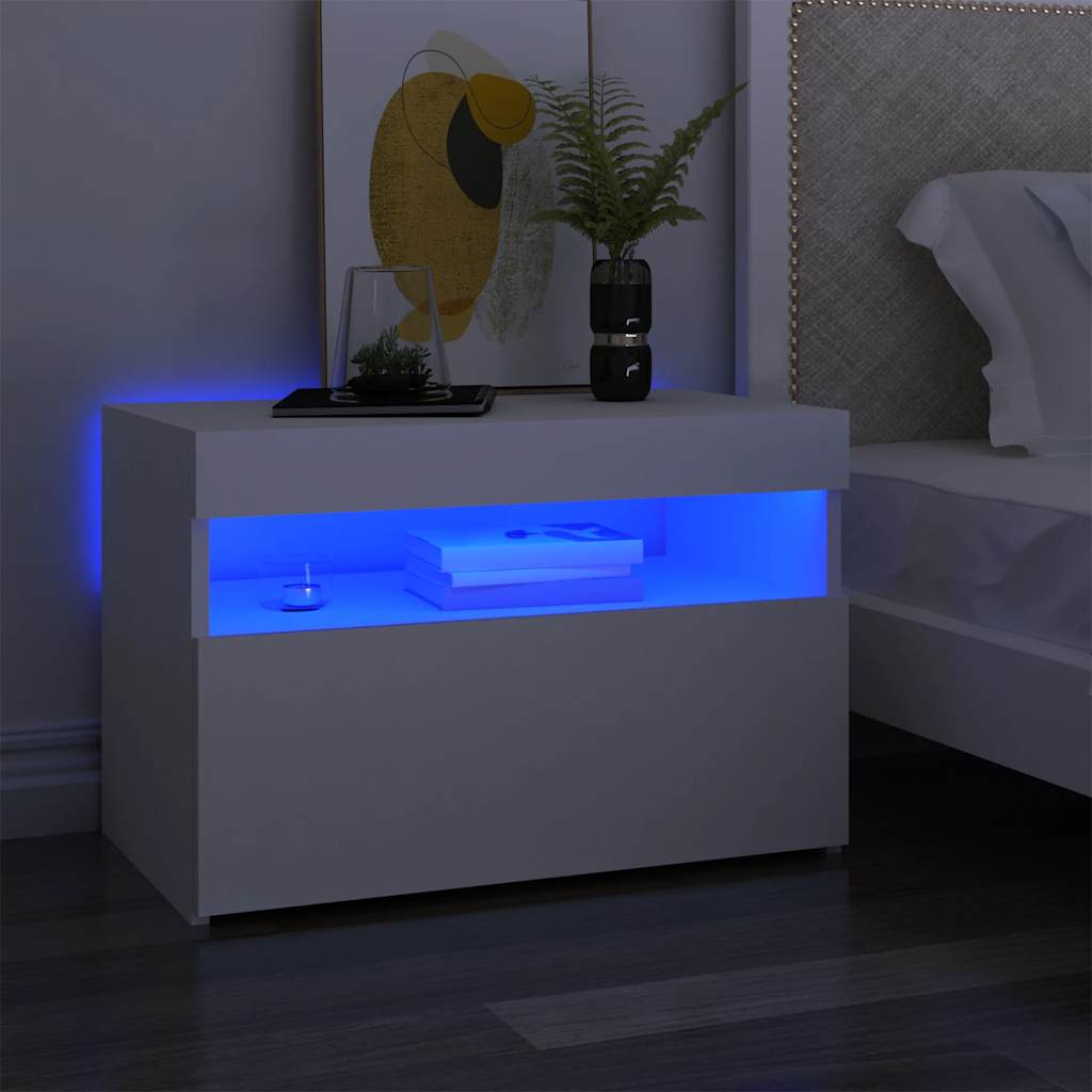 TV ormarić s LED svjetlima bijeli 60x35x40 cm