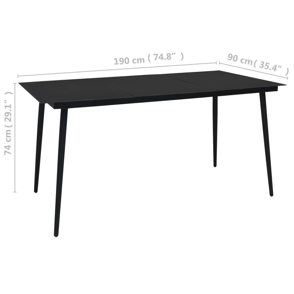9-dijelni vrtni blagovaonski set od PVC ratana crni