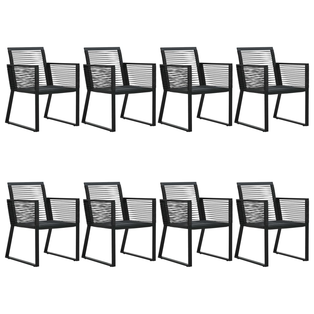 9-dijelni vrtni blagovaonski set od PVC ratana crni