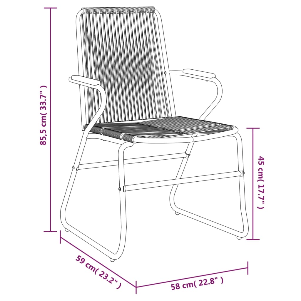 9-dijelni vrtni blagovaonski set od PVC ratana crni