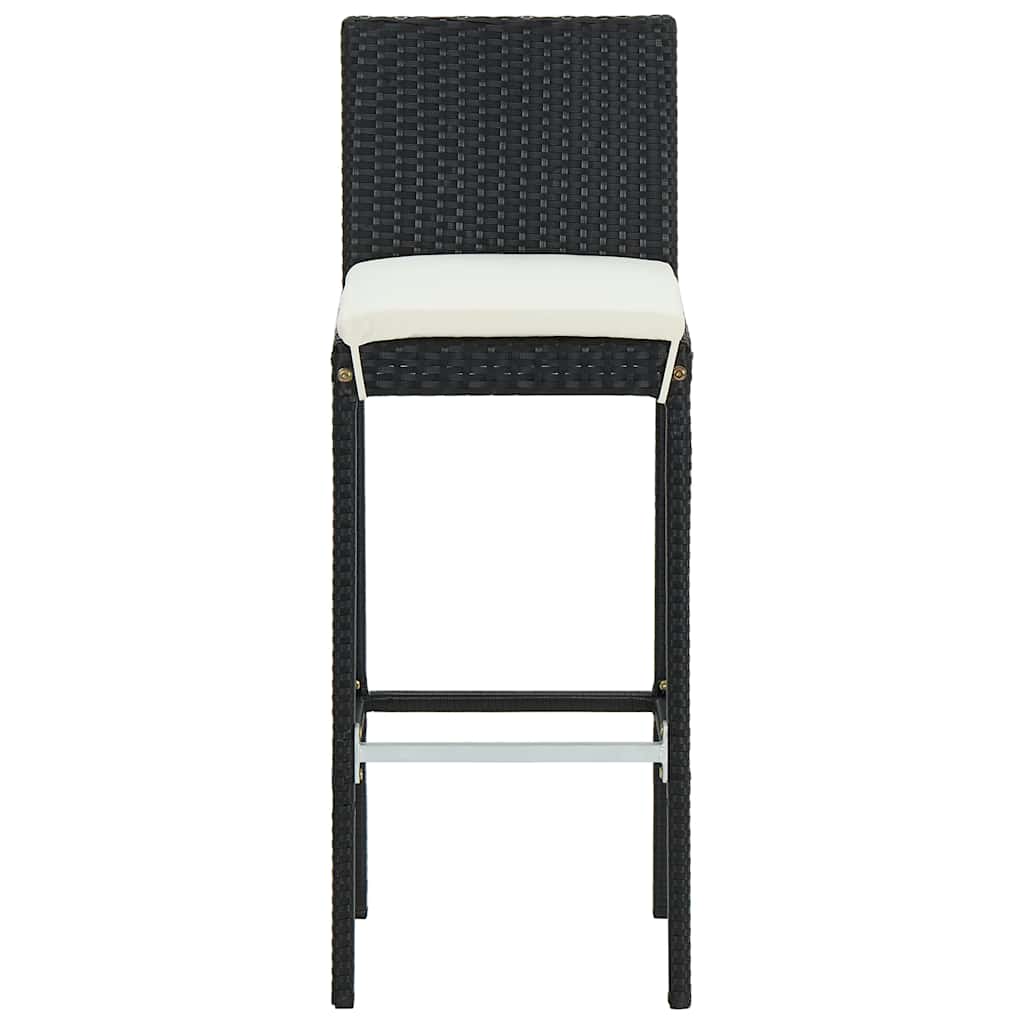5-dijelni vrtni barski set od poliratana s jastucima crni