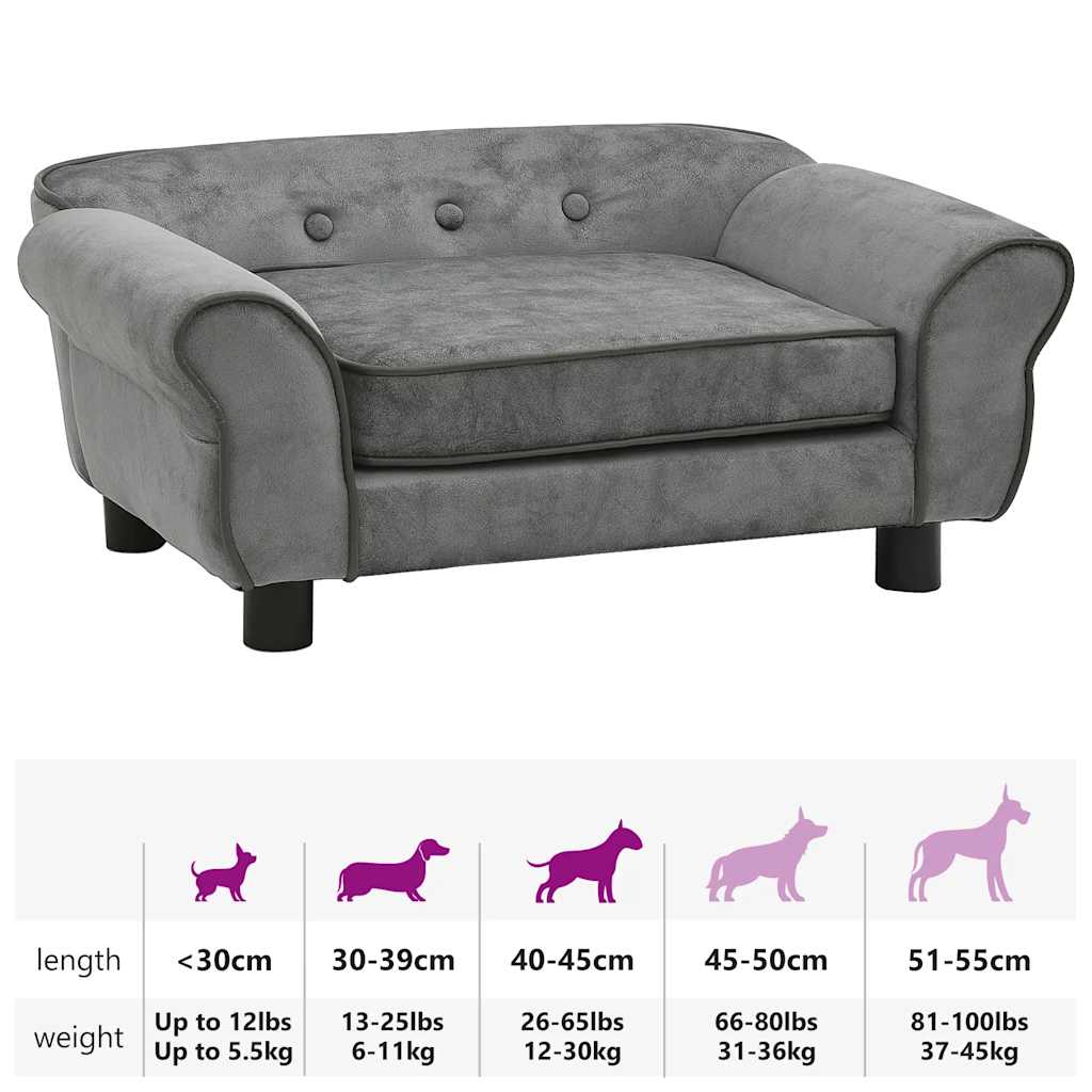 Sofa za pse tamnosiva 72 x 45 x 30 cm plišana