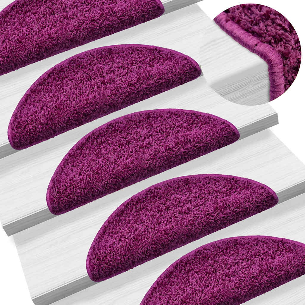 Prostirke za stepenice 10 kom 56x17x3 cm ljubičaste poluokrugle