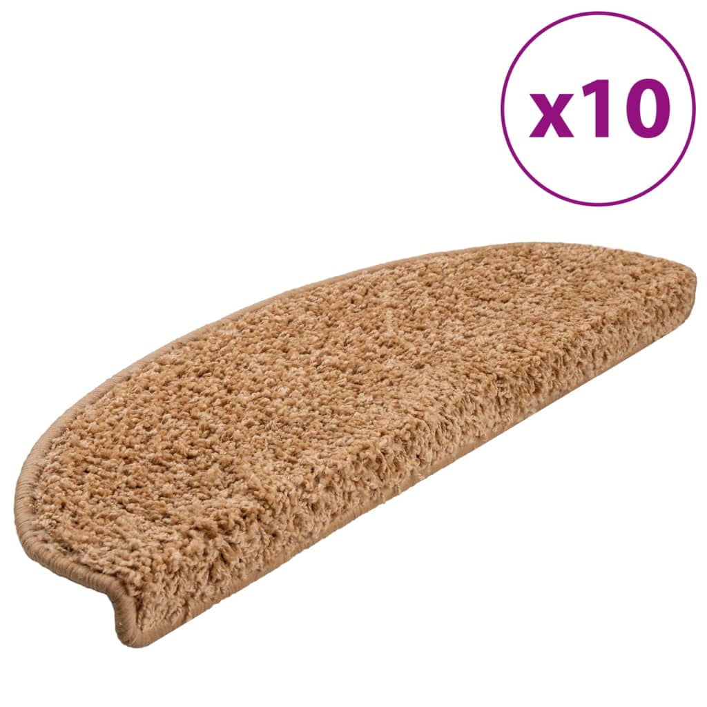 Prostirke za stepenice 10 kom 65x21x4 cm bež poluokrugle velike