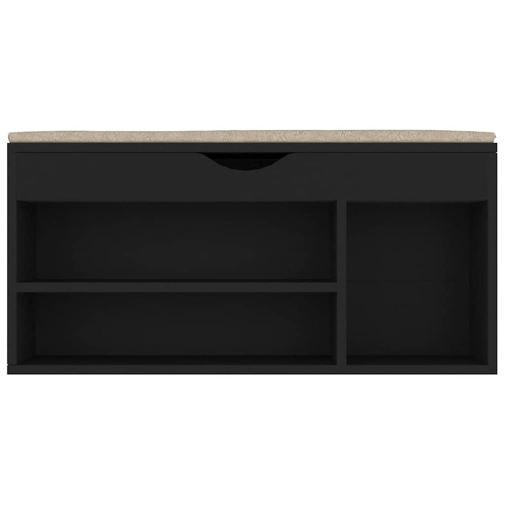 Klupa za cipele s jastukom crna 104x30x49 cm konstruirano drvo