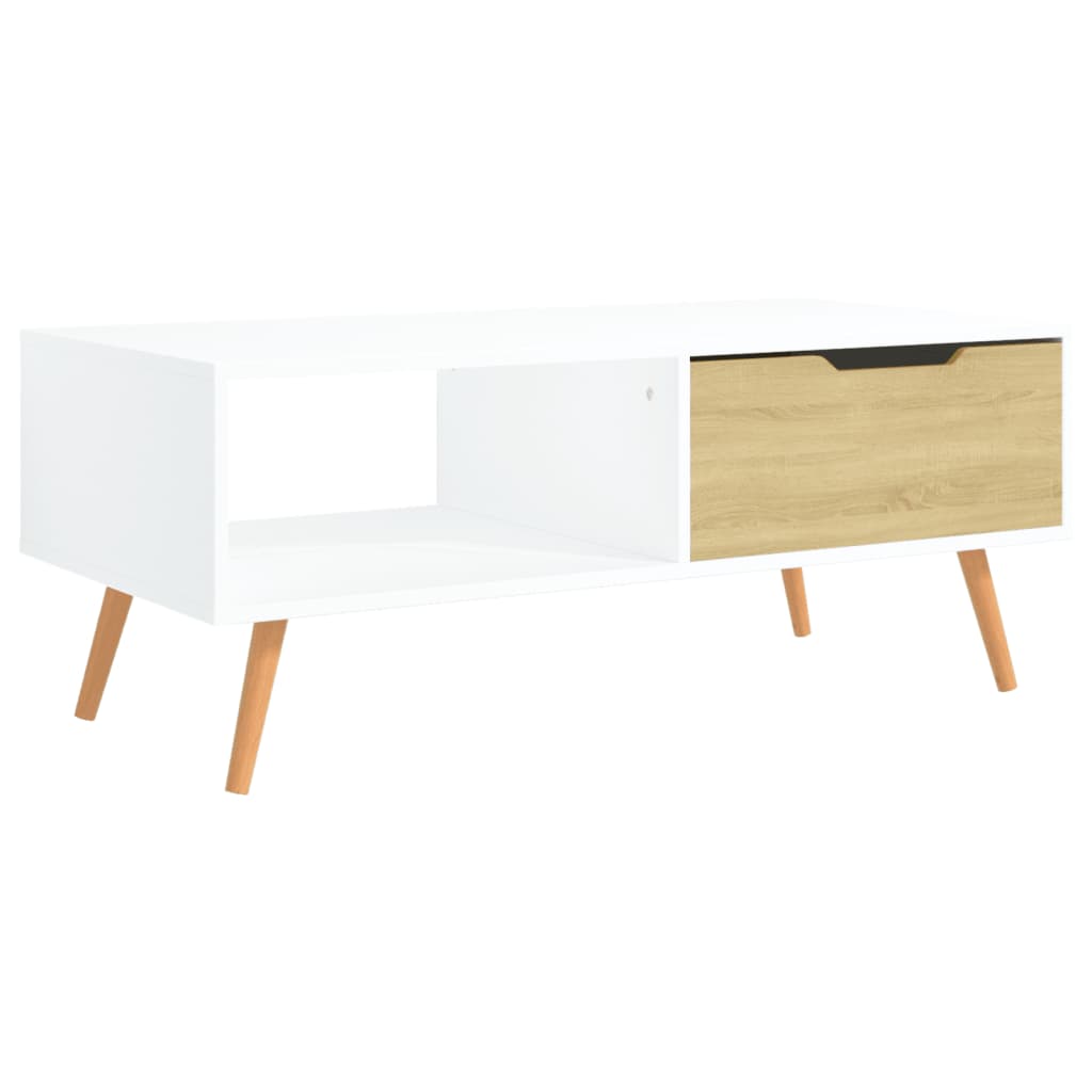 Stolić za kavu bijeli i boja hrasta 100 x 49,5 x 43 cm iverica