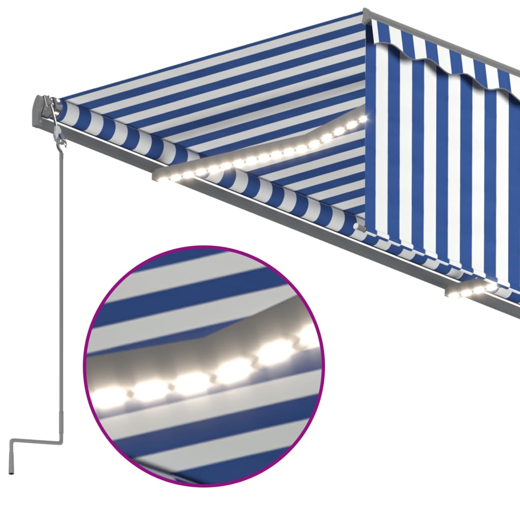 Automatska tenda s roletom i senzorom LED 3,5x2,5m plavo-bijela