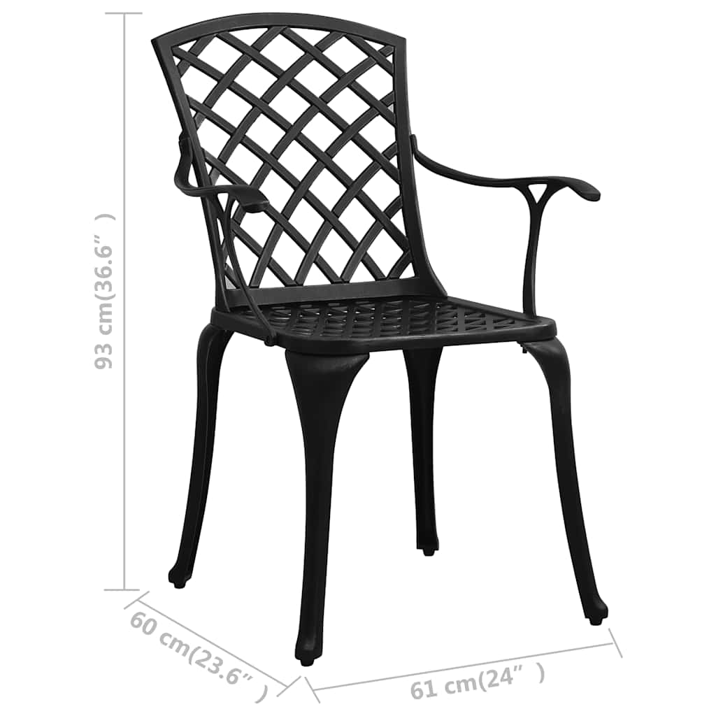 5-dijelni bistro set od lijevanog aluminija crni