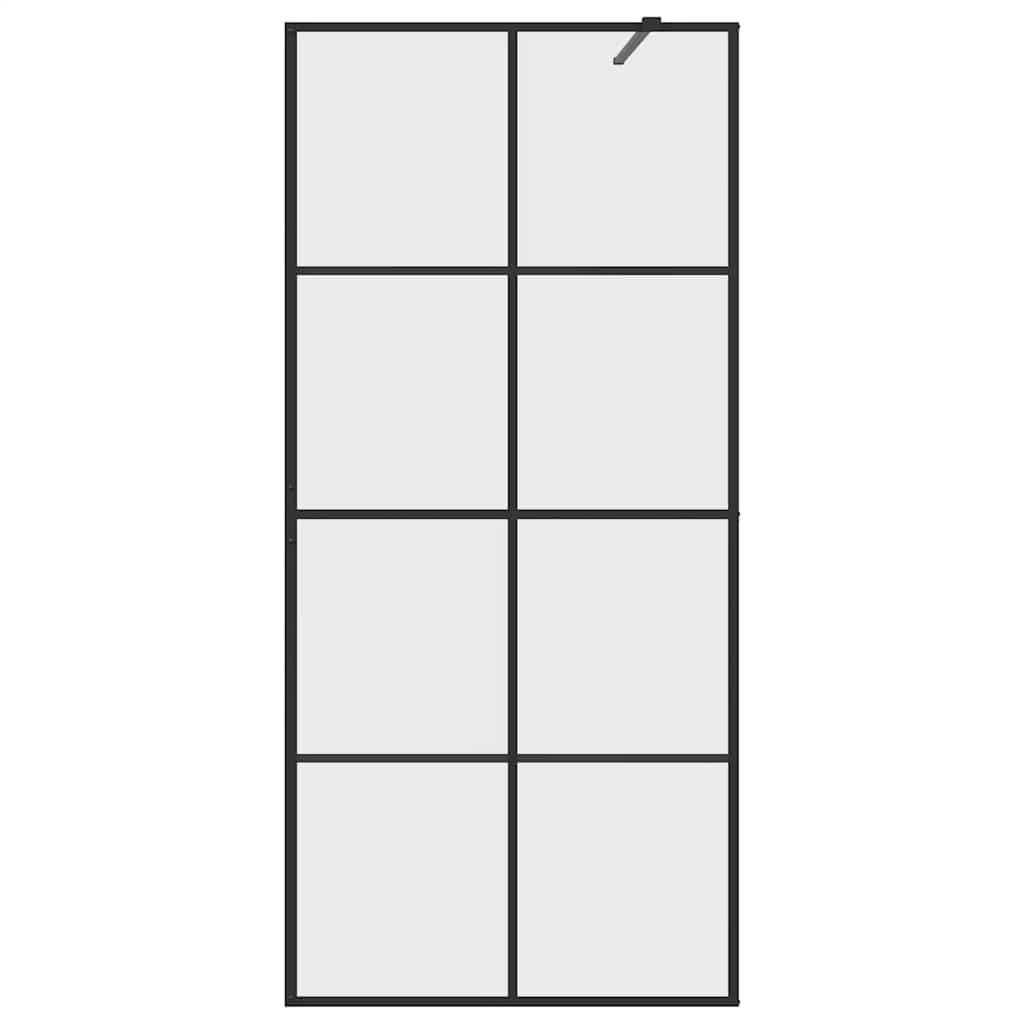 Pregrada za tuširanje s prozirnim staklom ESG 90 x 195 cm crna