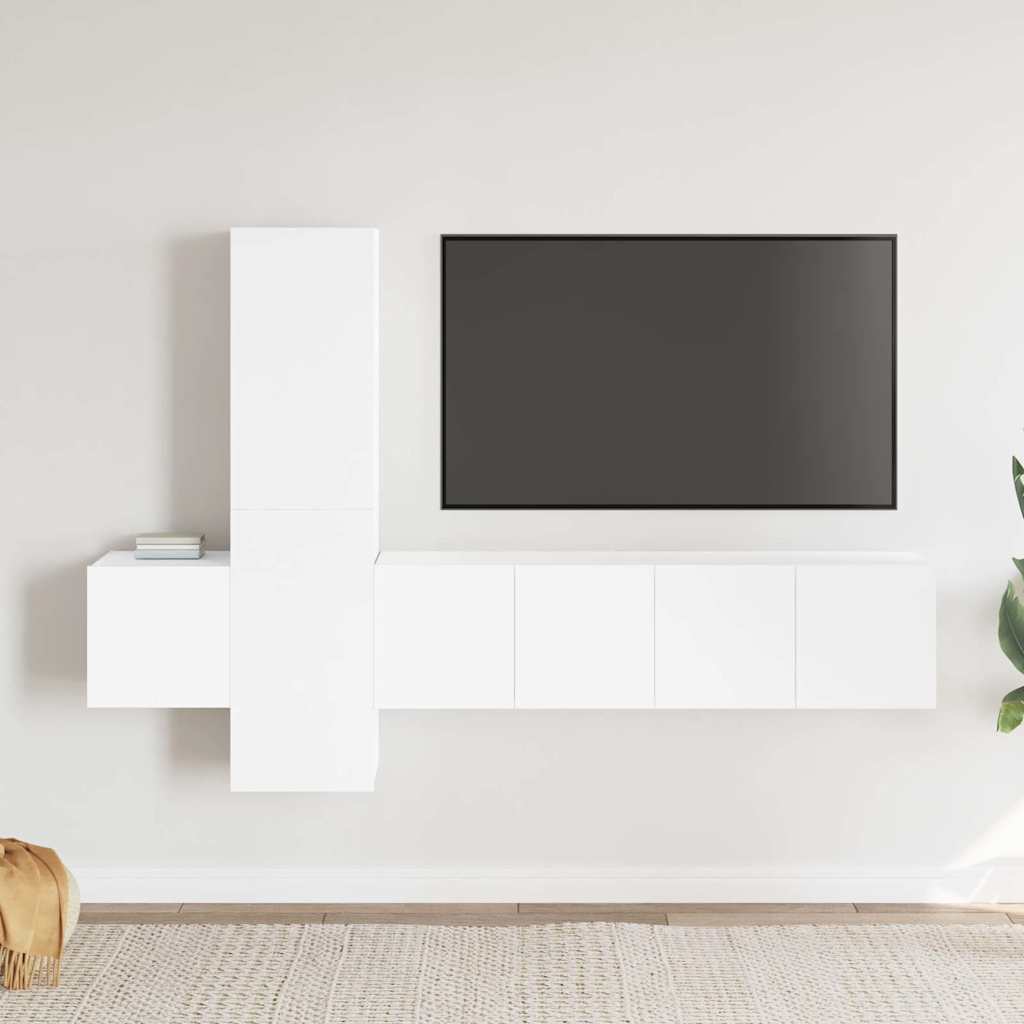 5-dijelni set TV ormarića bijeli od konstruiranog drva Bijela