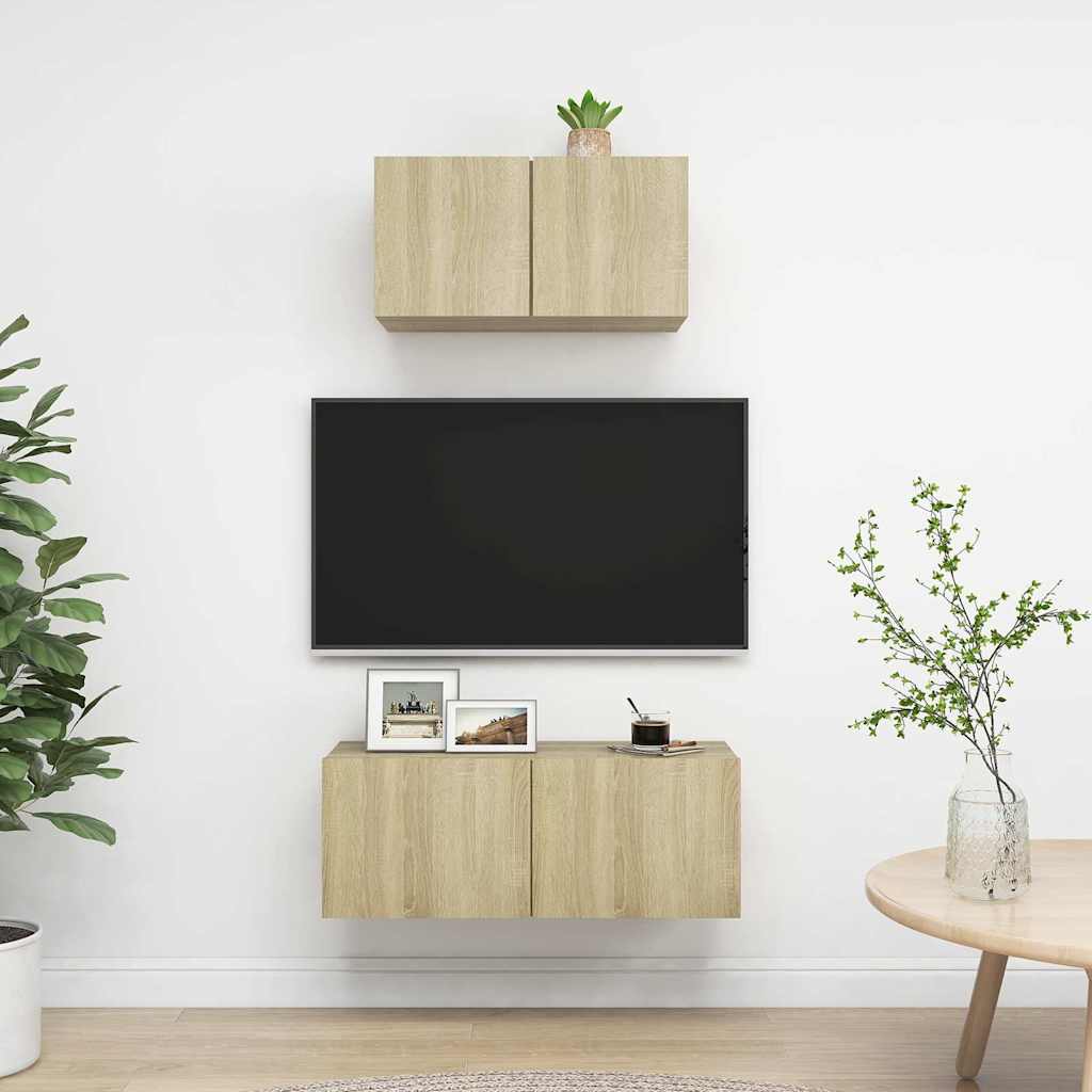 2-dijelni set TV ormarića boja hrasta sonome konstruirano drvo Smeđa