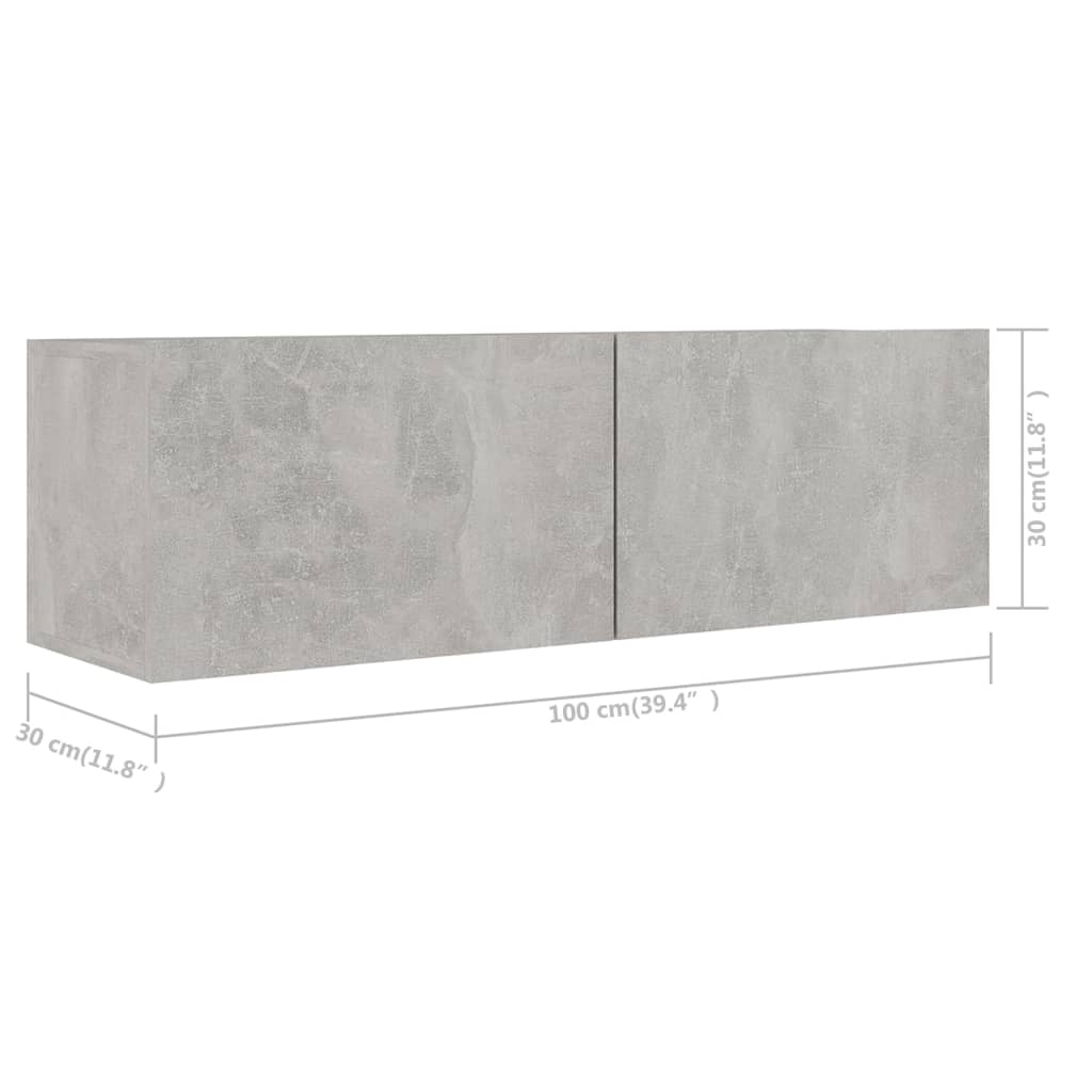 5-dijelni set TV ormarića siva boja betona konstruirano drvo