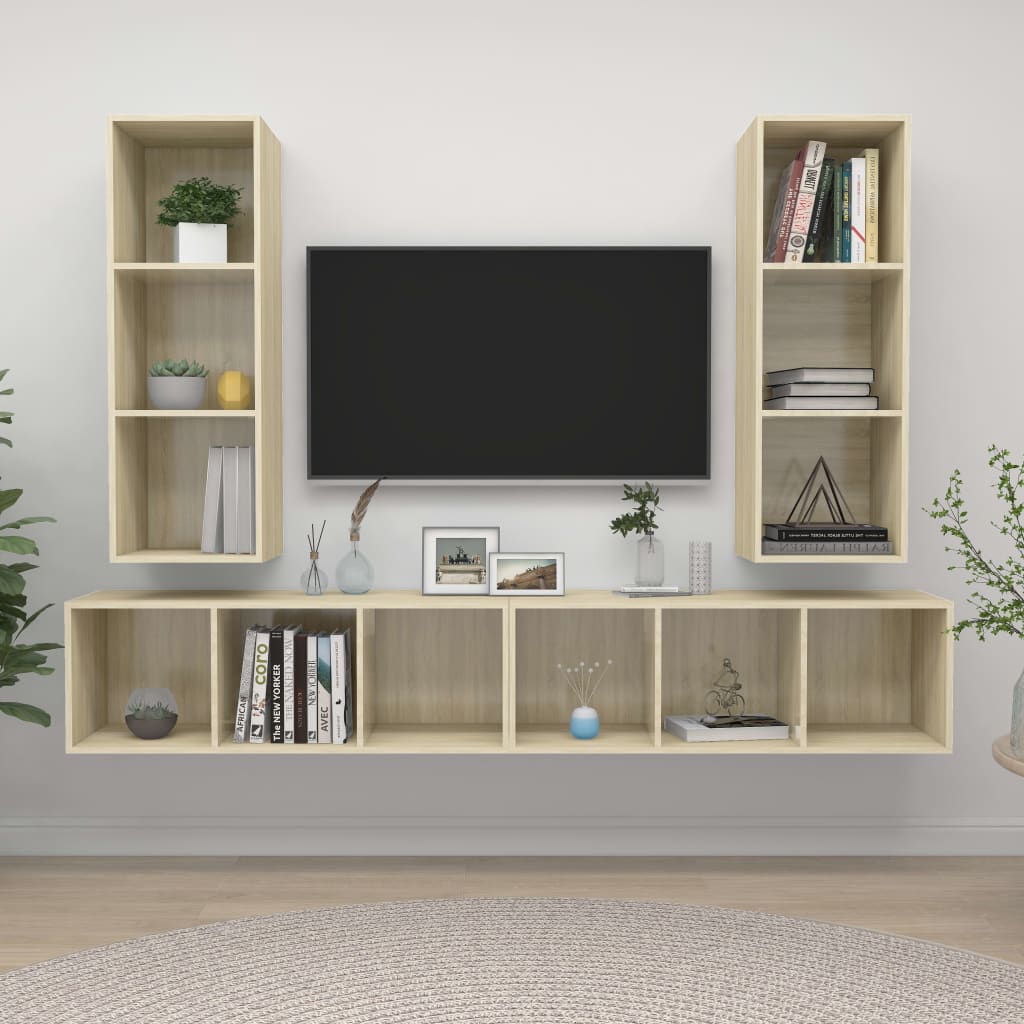 Zidni TV ormarići 4 kom boja hrasta sonome konstruirano drvo