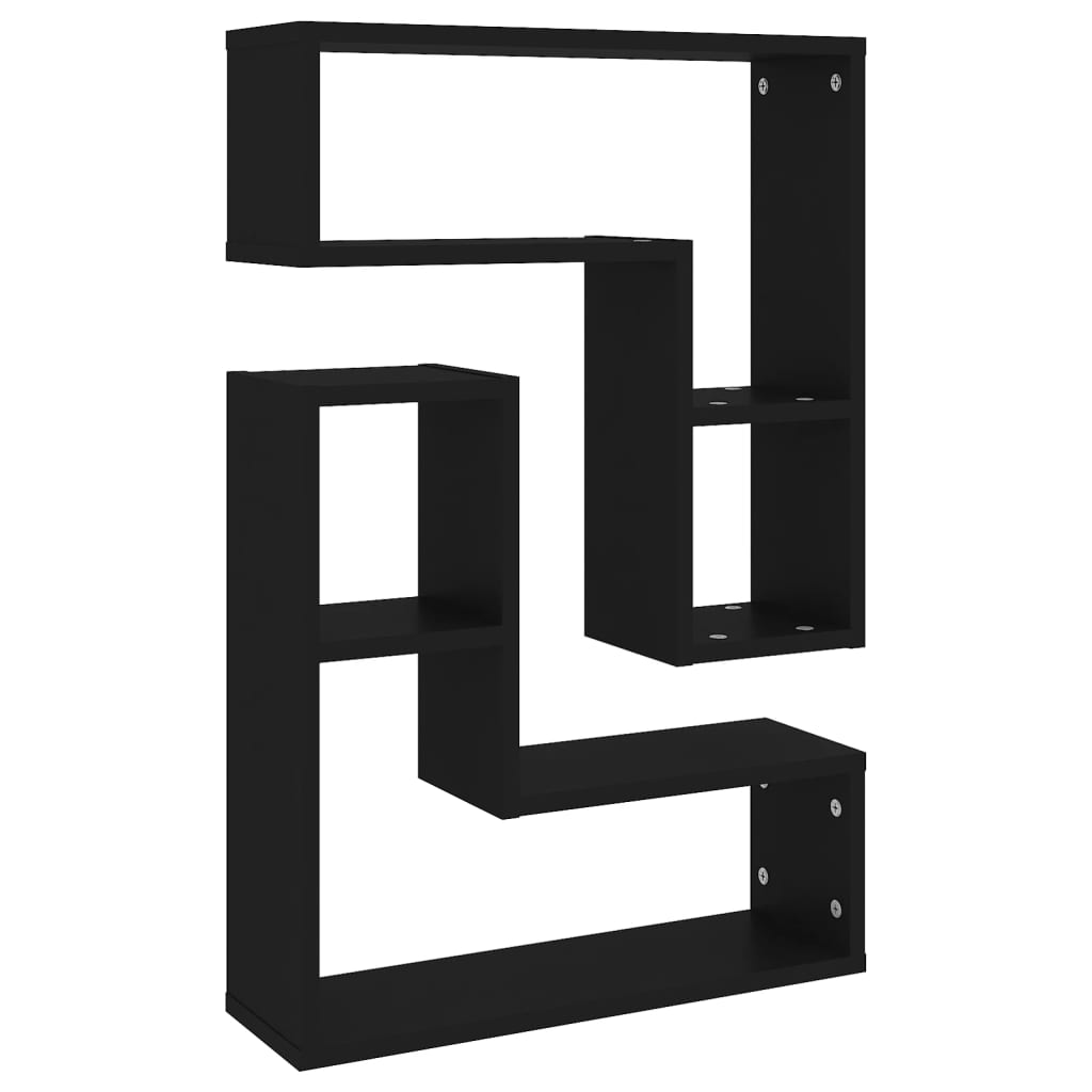 Zidne police 2 kom crne 50 x 15 x 50 cm konstruirano drvo