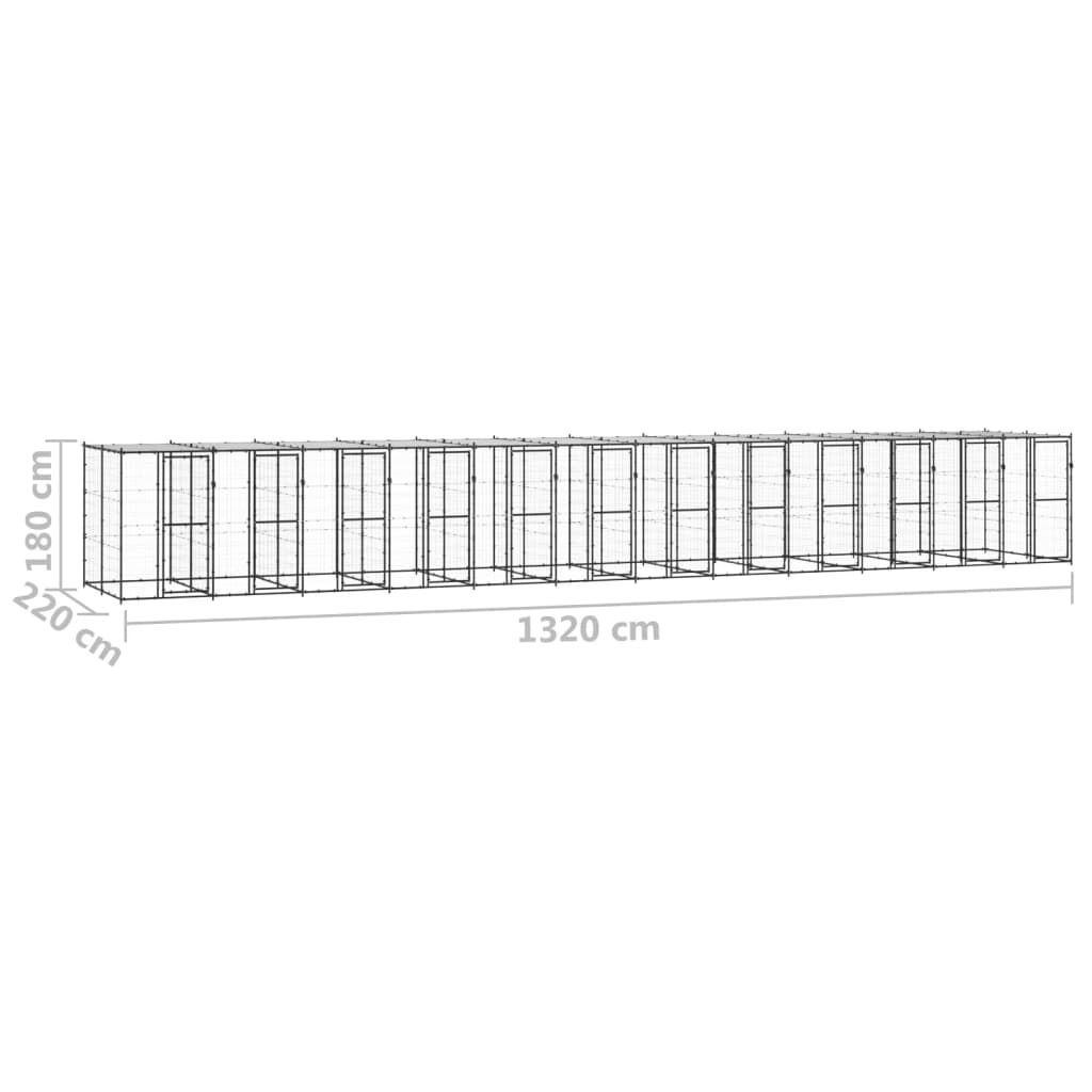 Vanjski kavez za pse s krovom čelični 29,04 m²