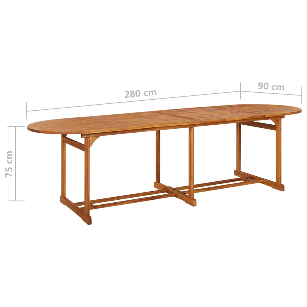 13-dijelni vrtni blagovaonski set 280x90x75 cm bagremovog drva