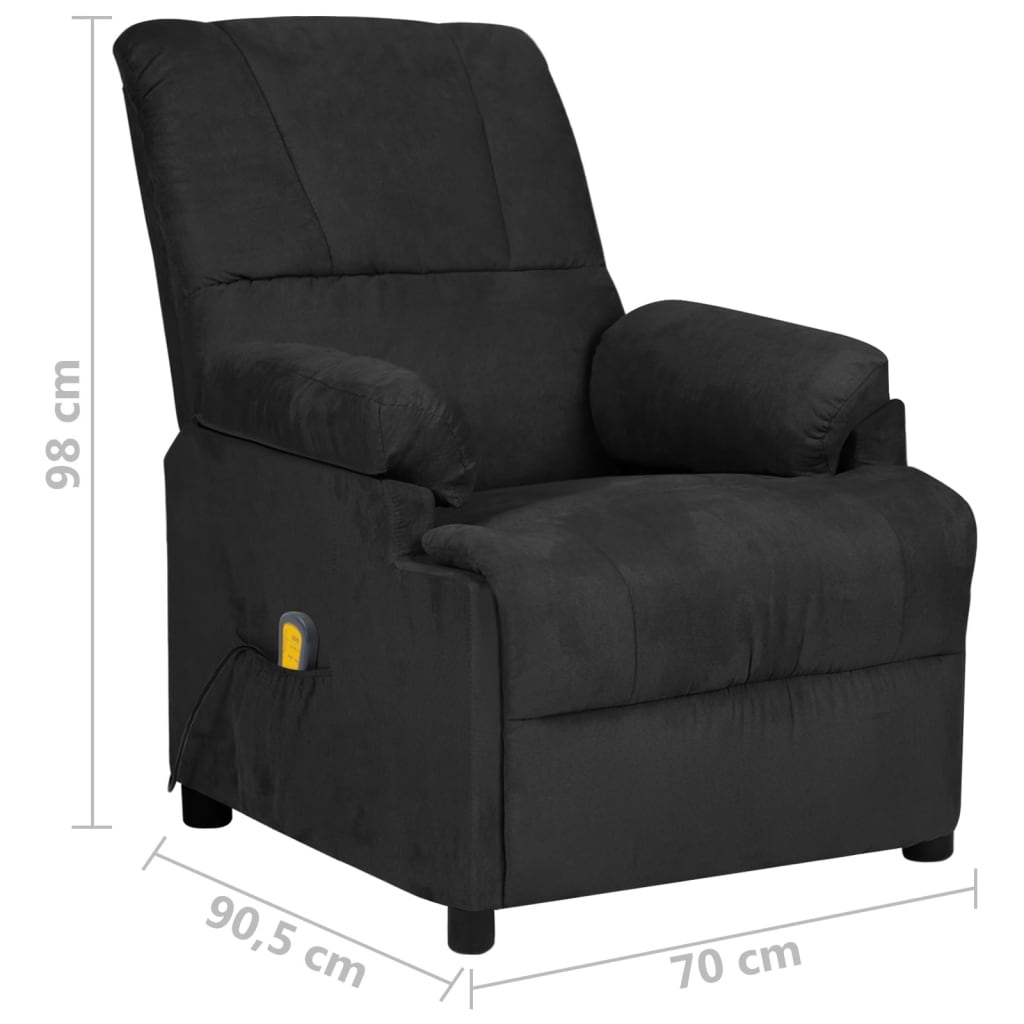 Masažna fotelja od crne mikrovlaknaste tkanine