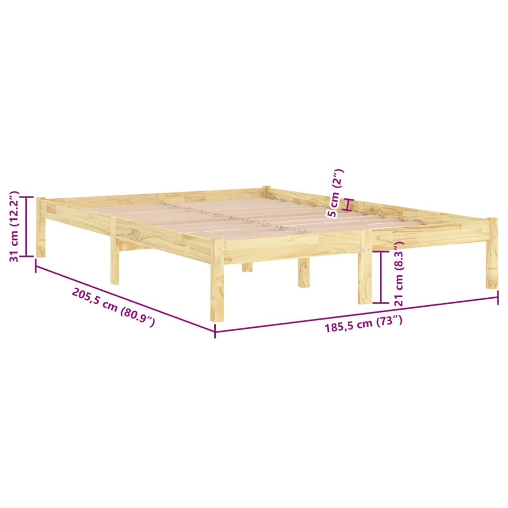Okvir za krevet od masivnog drva 180 x 200 cm veliki bračni