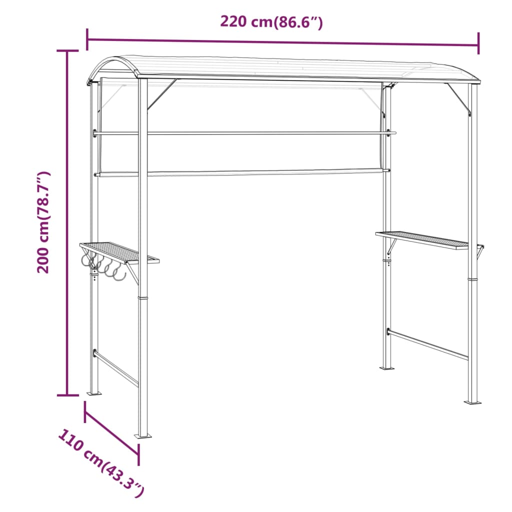 Sjenica s krovom 220 x 110 x 200 cm krem