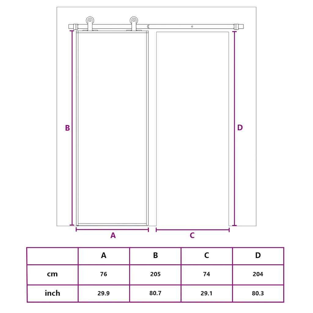 Klizna vrata od mutnog stakla ESG i aluminija 76x205 cm bijela