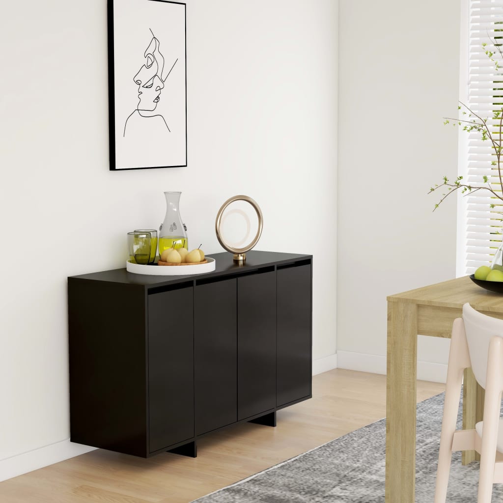 Komoda crna 120 x 41 x 75 cm konstruirano drvo