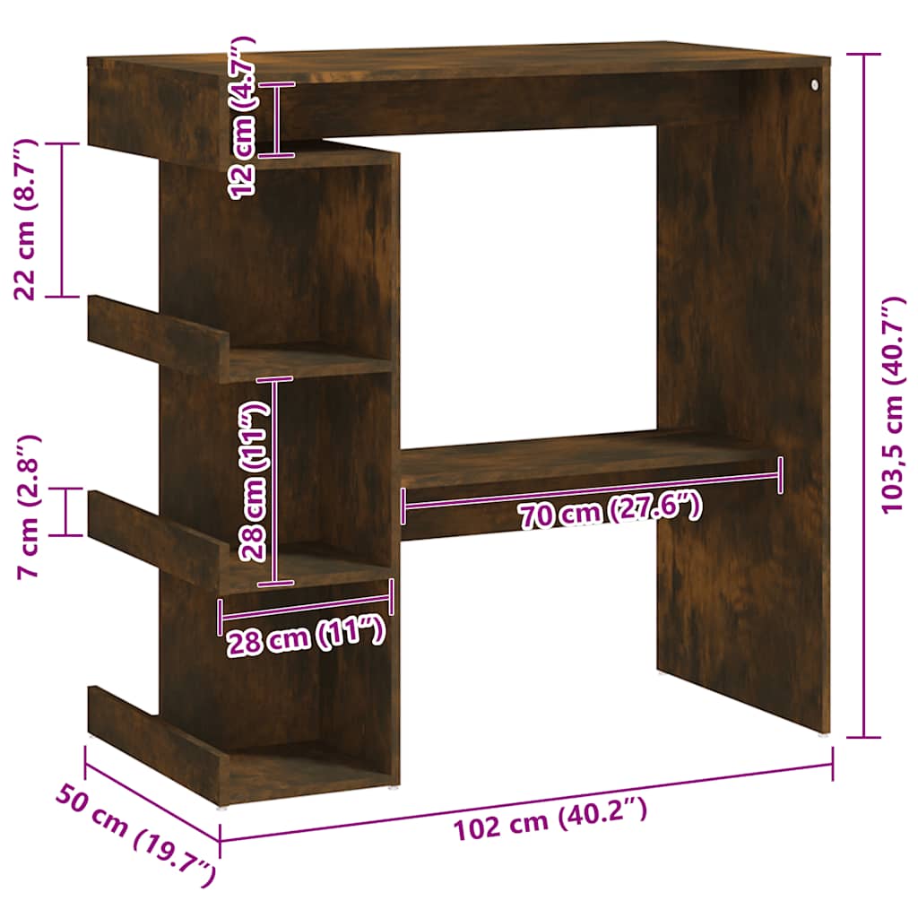 Barski stol sa stalkom boja hrasta 100 x 50 x 101,5 cm drveni