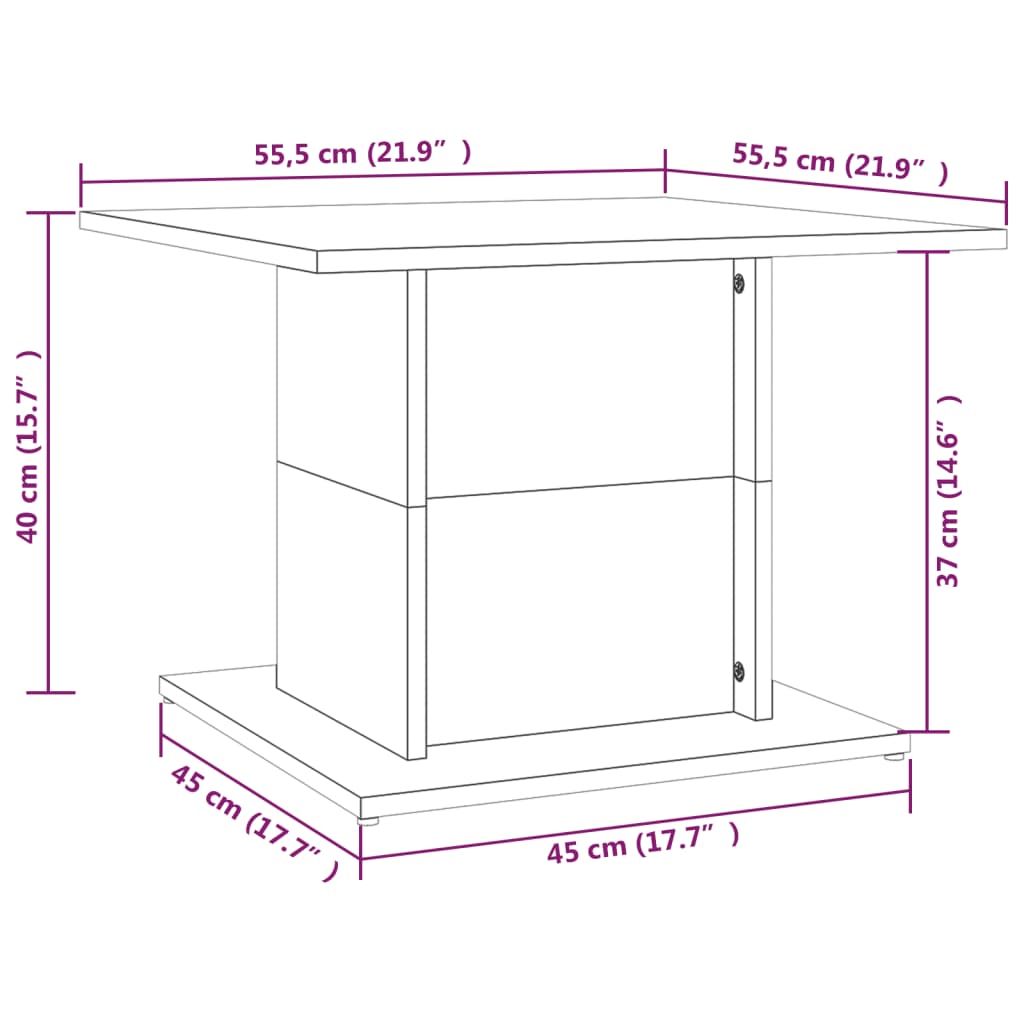 Stolić za kavu dimljena boja hrasta 55,5 x 55,5 x 40 cm drveni