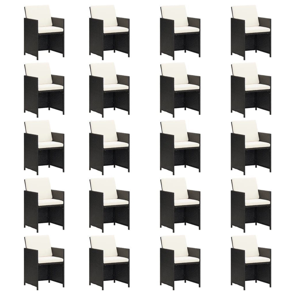 21-dijelni vrtni blagovaonski set s jastucima poliratan crni