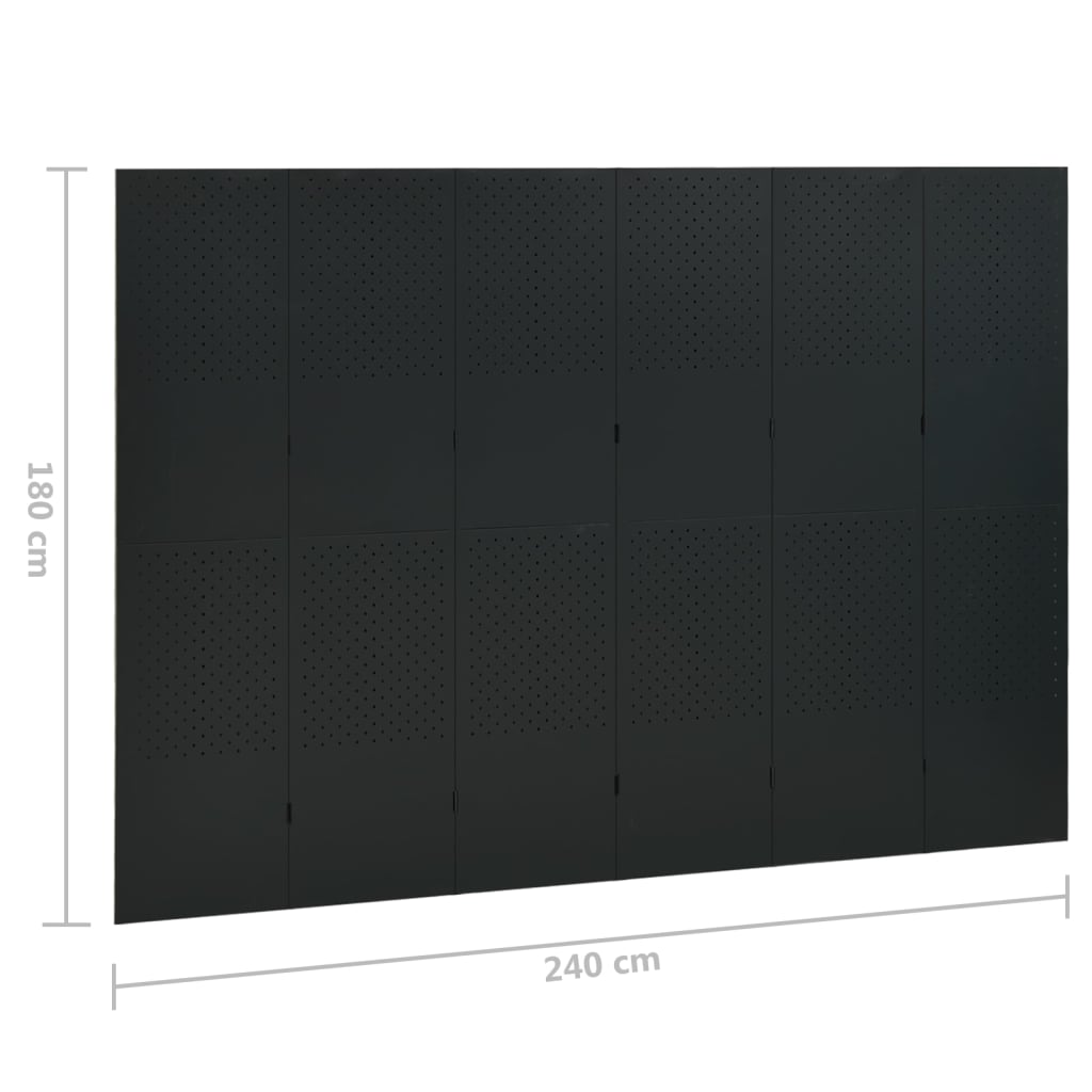 Sobne pregrade sa 6 panela 2 kom crne 240 x 180 cm čelične