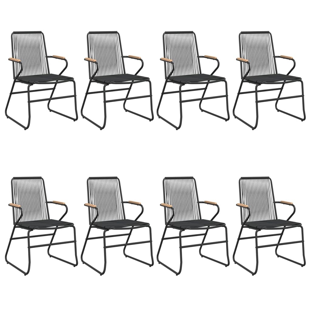 9-dijelni vrtni blagovaonski set od PVC ratana crni
