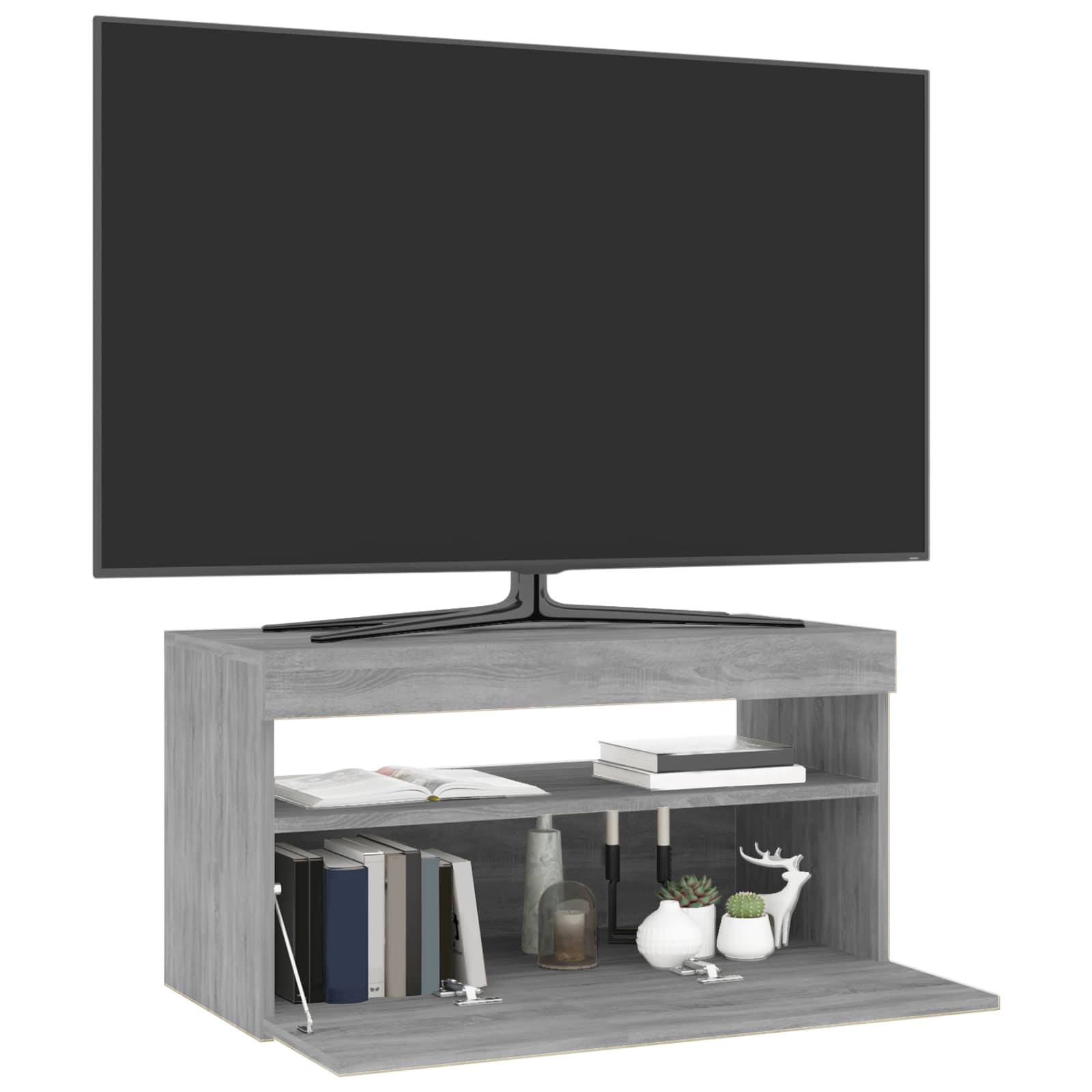 TV ormarić s LED svjetlima siva boja hrasta 75 x 35 x 40 cm