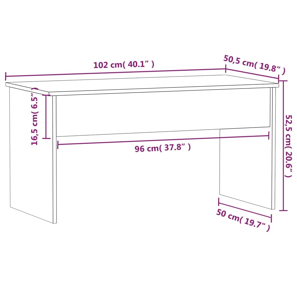 Stolić za kavu boja hrasta 102x50,5x52,5 cm konstruirano drvo