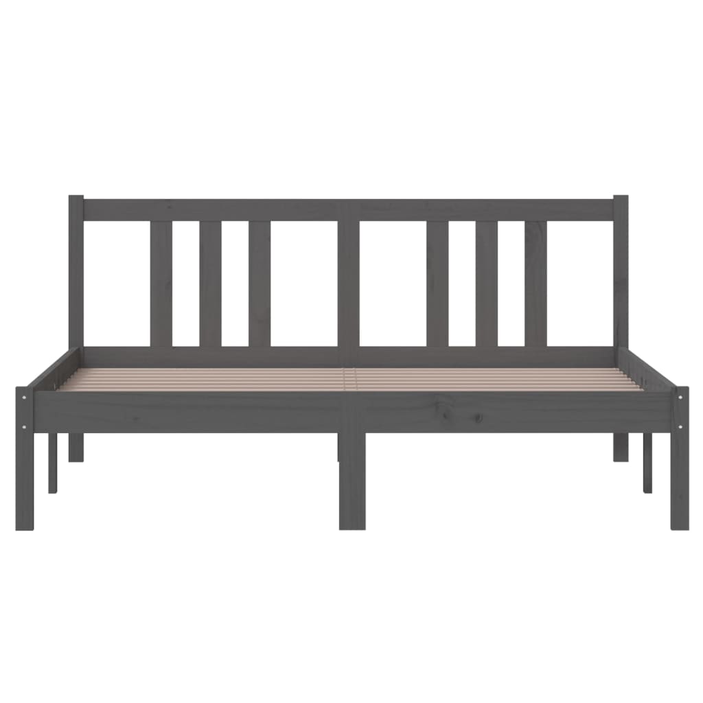 Okvir za krevet od masivnog drva sivi 140 x 200 cm
