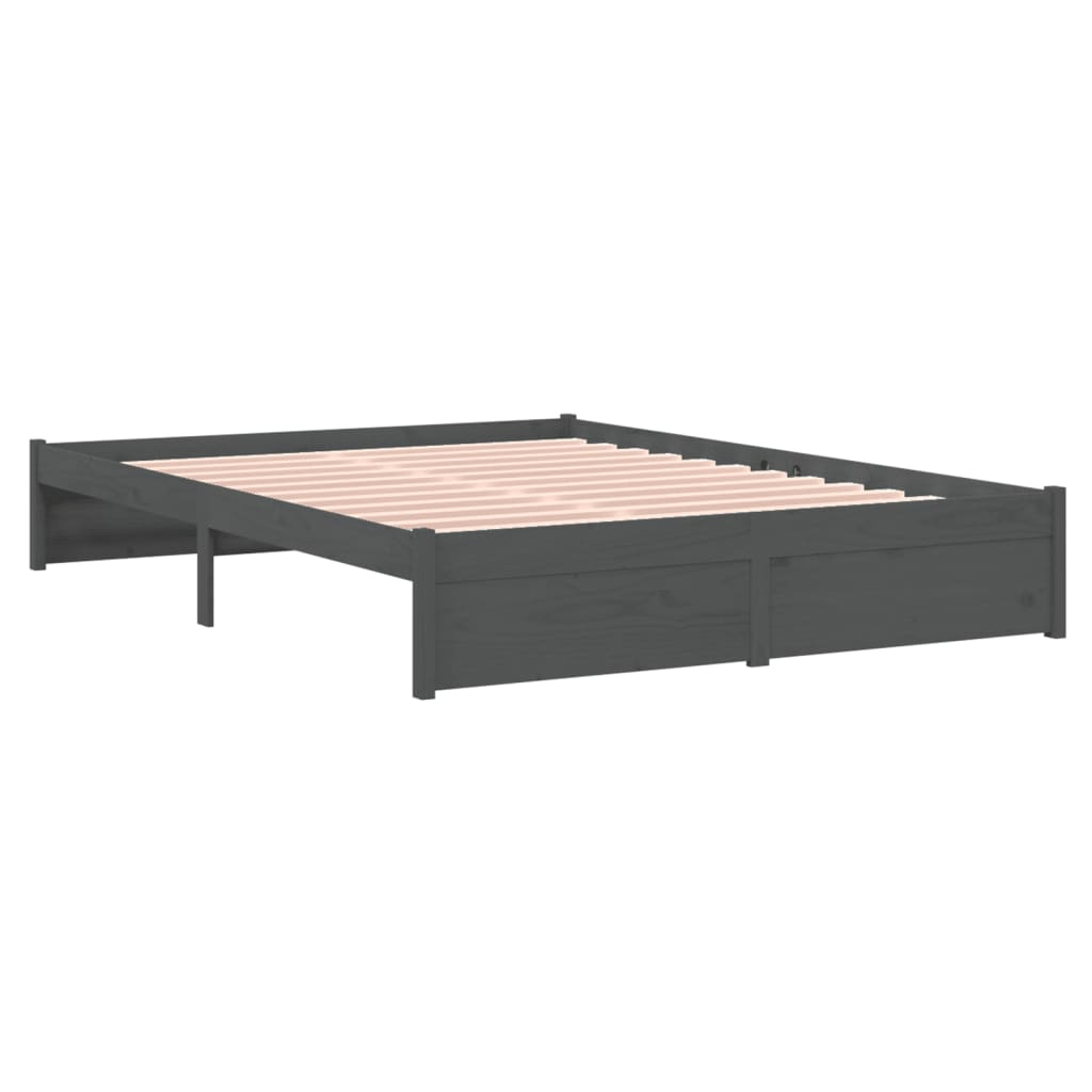 Okvir za krevet od masivnog drva sivi 140 x 200 cm
