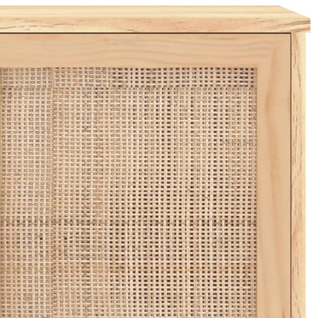 Komoda smeđa 105x30x60 cm masivna borovina i prirodni ratan