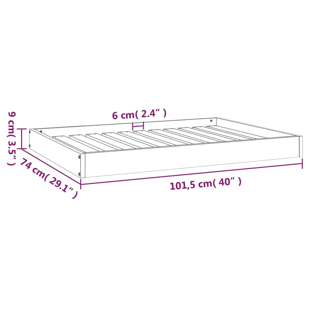 Krevet za pse crna 101,5x74x9 cm od masivne borovine