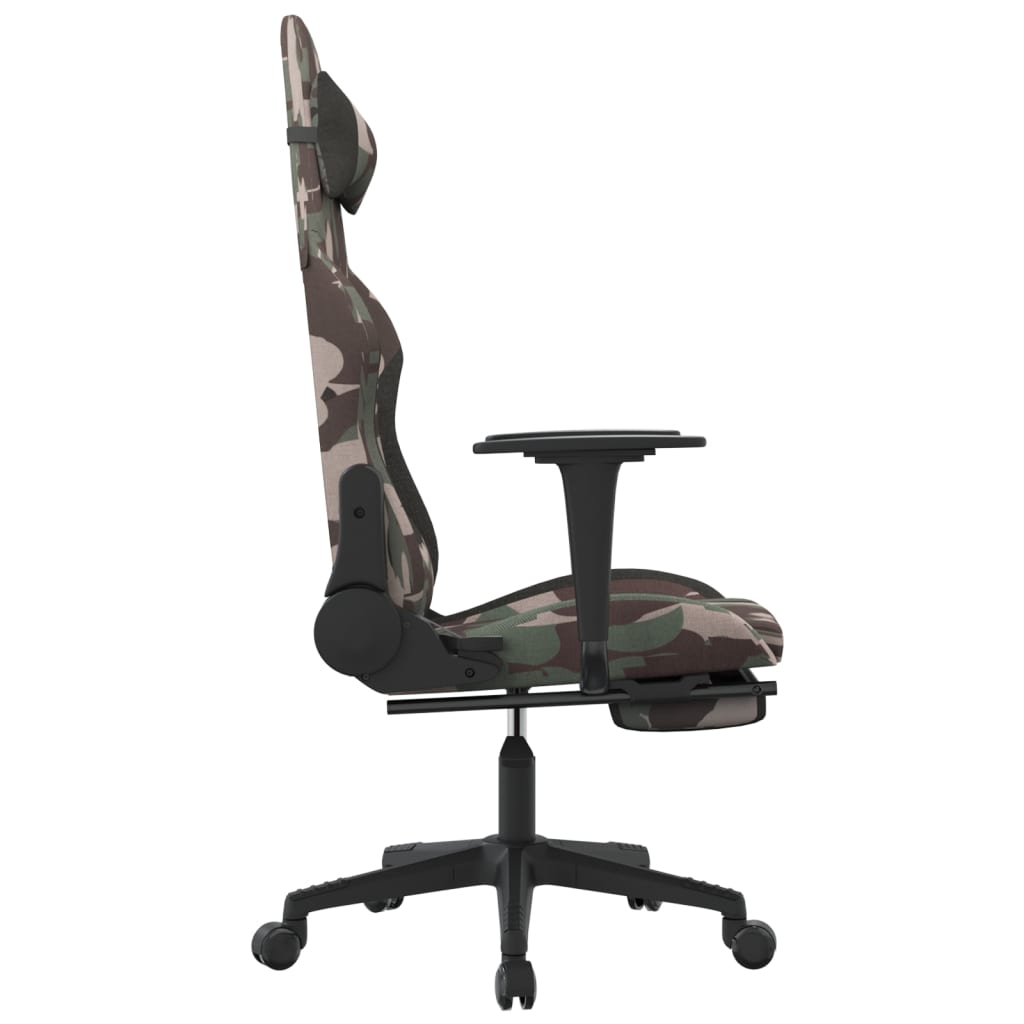 Masažna igraća stolica od tkanine s osloncem crno-maskirna