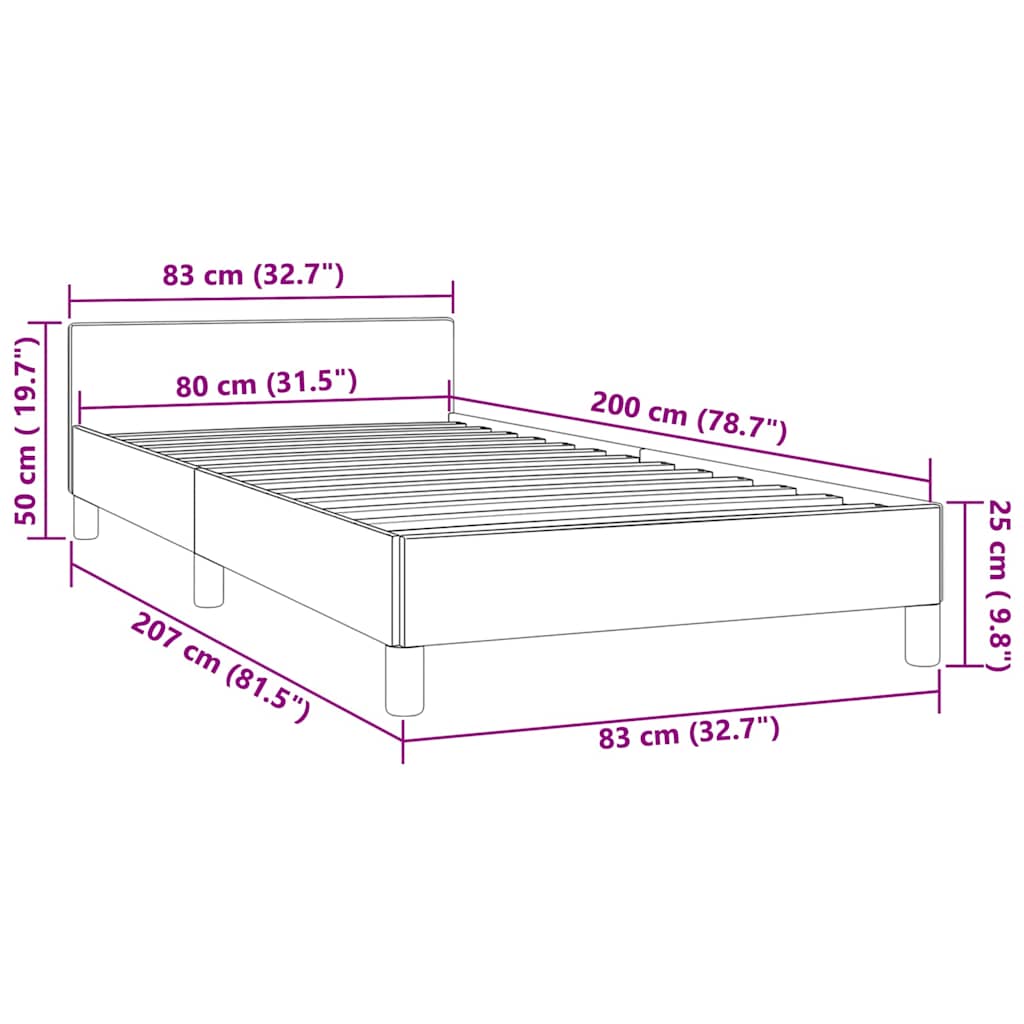 Okvir za krevet bez madraca svjetlosivi 80x200 cm baršunasti